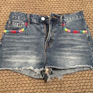 Forever 21– blue jean shorts with color!